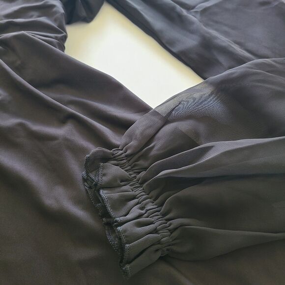 Lucy In The Sky Wrap Dress Medium Black Lexi Ruffle Balloon Sleeve Cocktail - Picture 5 of 12